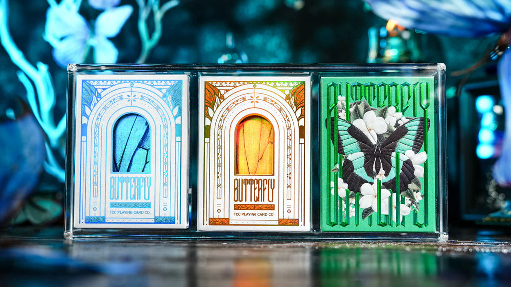 Prism Blue Morpho Playing Cards by TCC Fashion
