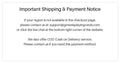 Payment & Shipping Notice